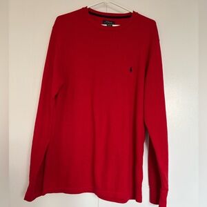 Polo Ralph Lauren Men's Red Waffle
Knit Long sleeve Tee L